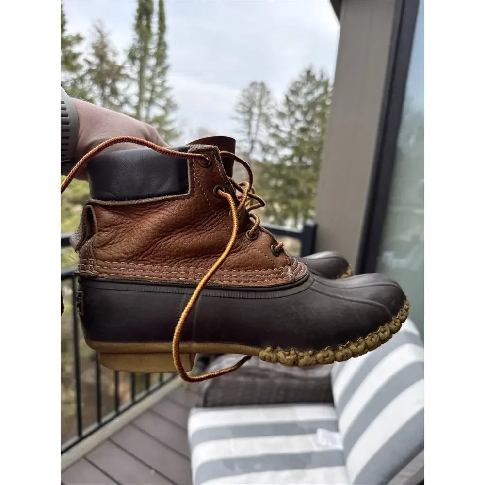 Bean Boots LL Bean Waterproof Duck Boots Womens Size 8 Made in USA Brown DM